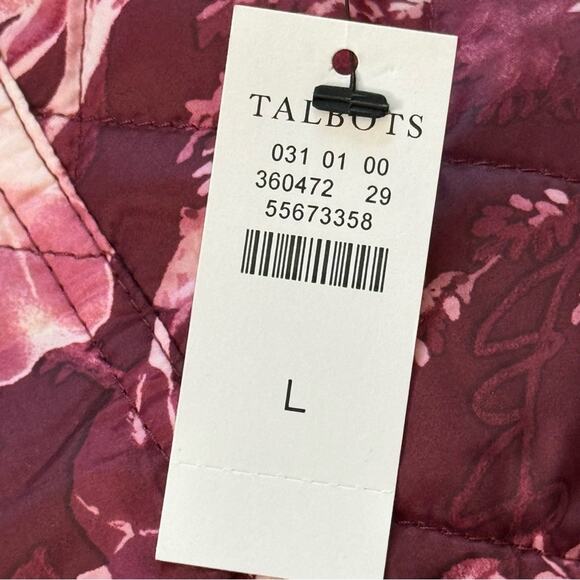 Talbots Splendid Floral Purple Lightweight Quilted Barn Jacket Women’s Large - Picture 9 of 10